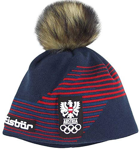Eisbär Rask Lux Olympia 39808 Damen Wintermütze, Dunkelblau/Blau/Rot, Gr. One Size