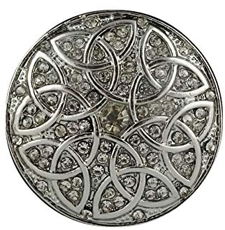 HaJuNa Broche magnétique avec nœud celtique et strass, Plaqué argent