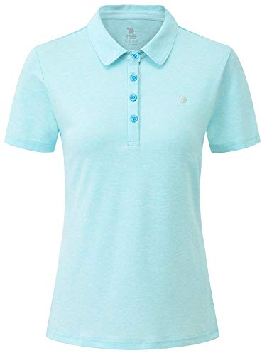 YSENTO Poloshirt für Damen Kurzarm T-Shirt Quick Dry Atmungsaktiv Leichte Sommer Golf T Shirts mit Polokragen(Himmelblau,M)