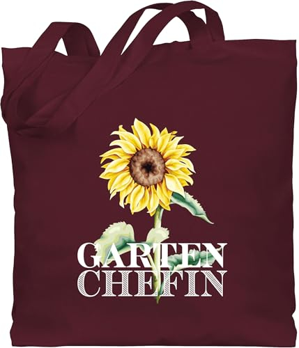 Shirtracer Baumwolltasche - Hobby Outfit - Garten Chefin - weiß - Unisize - Bordeauxrot - hobbygärtner geschenke beutel mit blume pflanze blumen stoffbeutel tote bag with flowers pflanzen sprüche