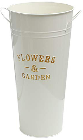 HEMOTON Blumeneimer aus Eisenblech, 40 cm hoch, Blumentopf, Pflanzgefäß, Vintage-Vase für den Garten