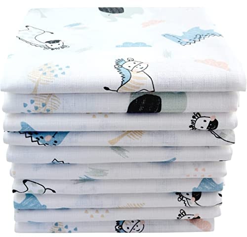 M.M.C. Mulltücher mit Tier Motiven 10er Pack| Spucktücher Baby | Stoffwindeln 70x80 | Mullwindeln | Öko-Tex (10 Pferde)