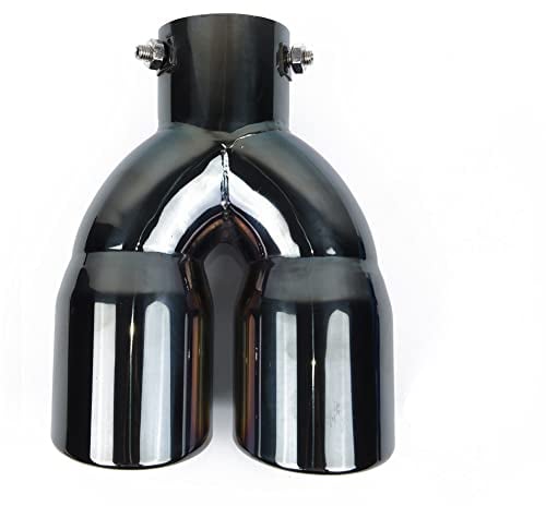 Auto Auspuffspitze,Asudaro Auto Auspuffendrohr 63mm Edelstahl Auto Endrohr Doppelauspuffrohr Hintere Auspuffblende Auspuff Schalldämpfer Endrohr Heck Schalldämpfer Spitze Sound Auspuff Endrohr,Schwarz