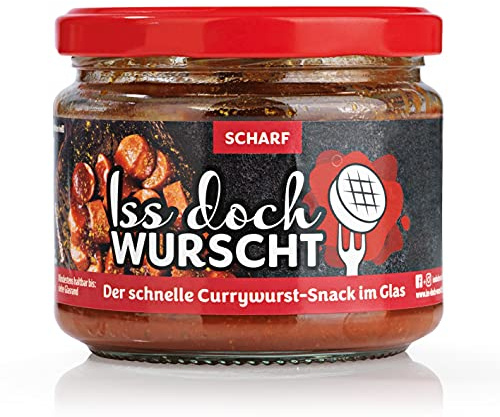 Iss Doch Wurscht Currywurst-Snack Scharf | Einfach kurz erwärmen und genießen | Saftige Rostbratwurst in einer lecker-würzigen Soße | Natürlich konserviert und ungekühlt haltbar [250g]