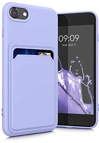 kwmobile Case Compatible with Apple iPhone SE (2022) / iPhone SE (2020) / iPhone 8 / iPhone 7 Case - TPU Phone Cover with Credit Card Holder - Lavender