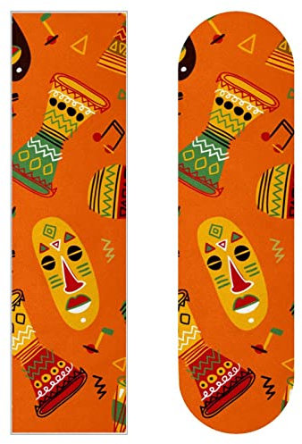 Indian Africa Tribal Orange 2 Stück Skateboard Griffband Bogen Schleifpapier Longboard Aufkleber Roller Deck Sandpapier
