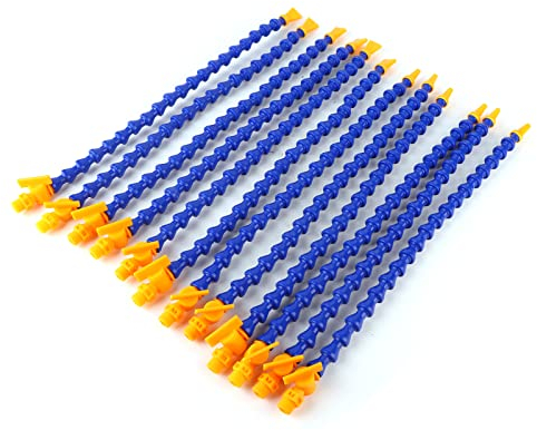 Flexibles Kühlmittelrohr, 12stk Drehmaschinen Kühlmittelschlauch mit Ventil 1/4PT Kunststoff Flexibler Wasser Öl Kühlmittelrohr Schlauch Runde Flachnasen-Drehmaschine für Drehbank Fräsen CNCMaschine
