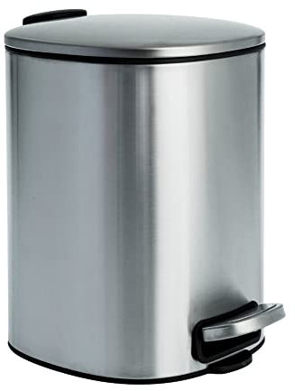 Blue Canyon Santorini Stainless Steel Square Chrome Pedal Bin - 5L Modern and Stylish Trash Can for Kitchen, Bathroom, Bedroom, Office - Anti-Fingerprint Finish