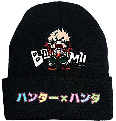 Anime My Hero Academia Strickmützen Casual Mützen für Herren Damen Gestrickte Winter Hut Solide Bedrucktes Motorhaube Unisex Kappe