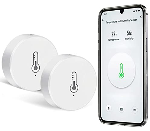 ZigBee Digital Thermometer Hygrometer, Mini Smart Temperatur & Feuchtigkeitssensor mit App Fernbedienung,Raumthermometer luftfeuchtigkeitsmesser mit Alexa Google Home für Home Büro Gewächshaus 2 Stück