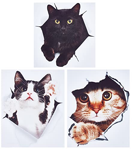 GORGECRAFT 3 Blatt 3D-Katzen-Aufkleber Wandaufkleber Katzen Selbstklebend Cartoon-Tiere Emoticons Wandtattoo Abnehmbar Vinyl Katzen Tapete Wandbilder Kunstaufkleber Für Wand Auto Dekoration