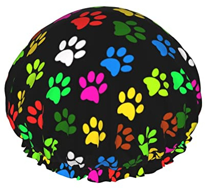 Bonnet de douche de luxe pour femme coloré patte de chat imperméable réutilisable lavable et respirant bonnets de douche mode chapeau de douche avec élastique facile à porter adapté aux cheveux longs