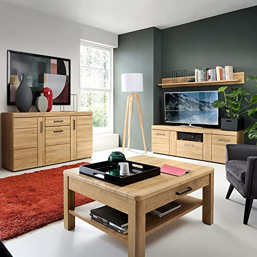 Lomadox Wohnzimmer Set in Grandson Eiche Nb., bestehend aus Couchtisch, Sideboard, Lowboard, Wandboard