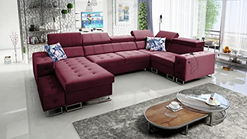 All4All Ecksofa Hugo IV 362x210cm - Schlaffunktion - Bettkasten - U-Form - Couch - Eckcouch - Schlafsofa - Sofaeck - Bett - Wohnlandschaft - Magic Velvet 2229 Seite Links 26