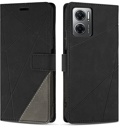 SONWO Hülle für Xiaomi Redmi 10 5G / Redmi 11 Prime 5G, Premium PU Leder Handyhülle Flip Case Wallet Silikon Schutzhülle Klapphülle für Xiaomi Redmi 10 5G / Redmi 11 Prime 5G, Schwarz