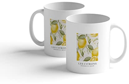 Tasse | Kaffeebecher | Les Citrons | Zitronen | 300 ml | Motivtasse | Fototasse | Bürotasse | Lieblingstasse | Geschenk | gelb | Südfrüche
