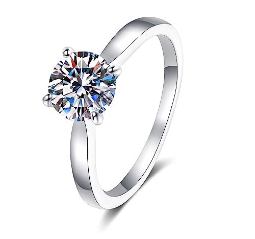 Skcess 925er Sterling Silber Engagement Ring, 4-Zinken-Set Ring Frauen Weiß Zirkonia Ring Trauring Ehering Verlobung Hochzeit Geschenk Größe 56 (17.8)