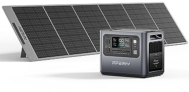 AFERIY Générateur Solaire 2400W avec 400W Panneau Solaire, 2048Wh Batteries LiFePO4, Sorties AC 220V-240V, Panneau Solaire Pliable avec Ports USB, IP65, pour Camping/Maison/Domicile