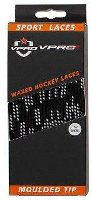 Vpro Hockey-Schnürsenkel, gewachst, 1 Paar, Größen-/Farbauswahl (72, 84, 96, 108, 120, 130) (330,2 cm, Schwarz)