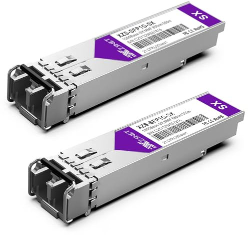 XZSNET 1000BASE-SX SFP Transceiver, Module 1.25G SFP vers LC en Fibre Optique multimode pour Cisco GLC-SX-MMD, Ubiquiti UniFi UF-MM-1G, Mikrotik, Meraki, Netgear AGM731F, D-Link et Plus, 2 pièces