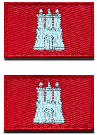 Zcketo 2 St. Hamburger Stadtflaggen Klett Patch - Taktisch Hamburger Stadt Schloss Emblem, Bestickter Aufnäher mit Klettverschluss, Stadt Klettbänder für Reisen Rucksäcke Kleidung Uniform Weste