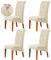 Ruucy Stuhlhussen Samt 4er Set, Stretch Stuhlbezug für Esszimmerstühle, Waschbar Sesselbezug Universal Sesselhusse für Esszimmer, Hotel, Bankett, Hochzeit, Party (Mittel - Beige)