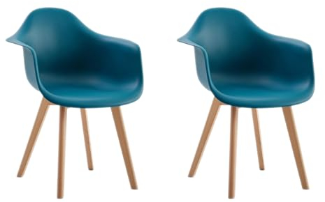 EGOONM 2er Set Nordische Küche Esszimmerstühle, Esszimmerstuhl mit Massivholzbeinen, Stühle für Schlafzimmer, Wohnzimmer, Küche (Seeblau)