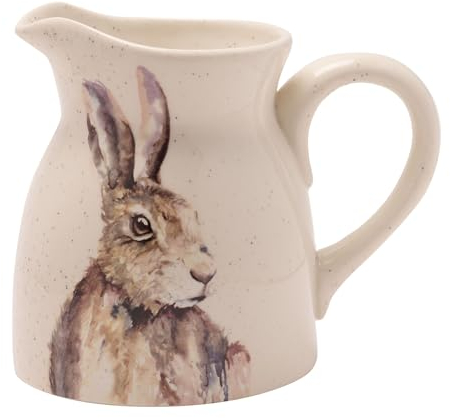 Meg Hawkins Ceramic Country Hare Jug/Pitcher - Cream, Natural, Brown - 21 cm