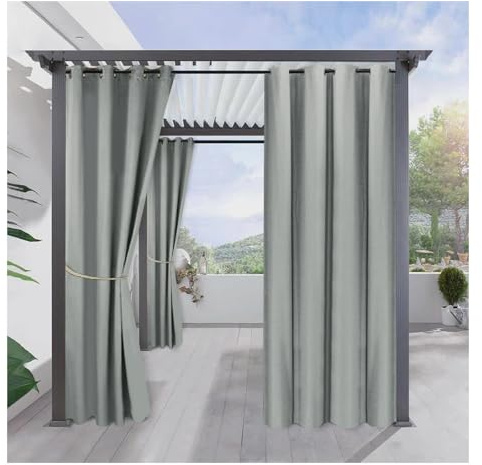 Mewkew Outdoorvorhänge H300×B132cm Outdoor Vorhang Wetterfest mit Ösen Sonnenschutz Vorhang,Vorhänge Blickdicht Geeignet für Pergola Garten Pavillon Gartenlaube Veranda