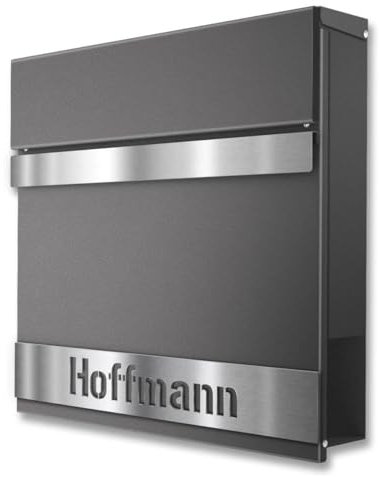 Metzler® Briefkasten mit Zeitungsfach und personalisierbarem Namensschild in Eisenglimmer pulverbeschichtet, witterungsbeständig und UV-resistent, inkl. Befestigungsset und 2 Schlüssel