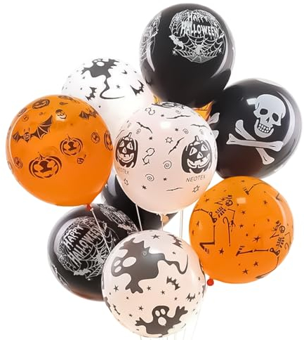 100 Stück Neu Latex Halloween Ballons -Halloween Kürbis und Geist Ballons 12 Zoll Orange Schwarz Weiß Riesen Halloween Ballons für Halloween Party Feier