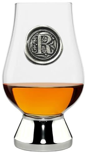 English Pewter Company Glencairn Personalised Whisky Glass with Monogram Initial - Unique Gifts for Men - with Your Choice of Initial 200ml [WGP218] (R)