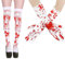 2 Stücke Halloween Gruselige Handschuhe Socken Set Blutige Handschuhe Damenstrümpfe hohe Socken Halloween Blutige Requisiten Blutige Unheimlich Handschuhe Overknee-Socken ，Halloween-Socken für jede