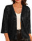GRACE KARIN Damen Business Casual Cropped Pailletten-Cardiganjacke Offene Pailletten-Cardigan 3/4 Ärmel kurz Leicht Jacke Mantel Strickjacke Cardigan L Schwarz-Pailletten