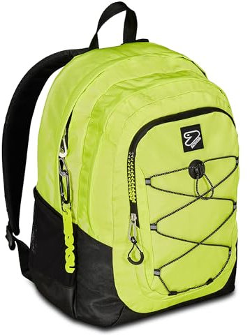 Seven Zaino Scuola Tech, Giallo, Doppio Scomparto Con Tasca PC e Tasca Borraccia