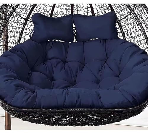 FYHTC Hanging Egg Chair Cushion 2 Person, Swing Cushion Outdoor Seats, Double Hanging Basket, Hammock Replacement(Navy blue)