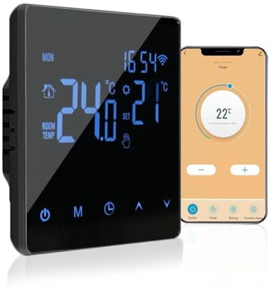 kosingna WiFi Smart Thermostat Temperature Controller for 16A Electric Heating LCD Display Touch Screen Week Programmable Tuya App Control Underfloor Heating Thermostats for Home Office School Hotel