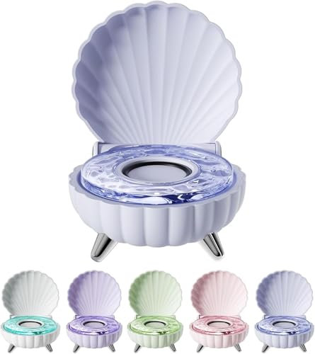 Shell Haut-parleur Bluetooth Shell Ocean Wave Mini haut-parleur portable Bluetooth sans fil avec lumière colorée pour chambre, bureau, fête (bleu)
