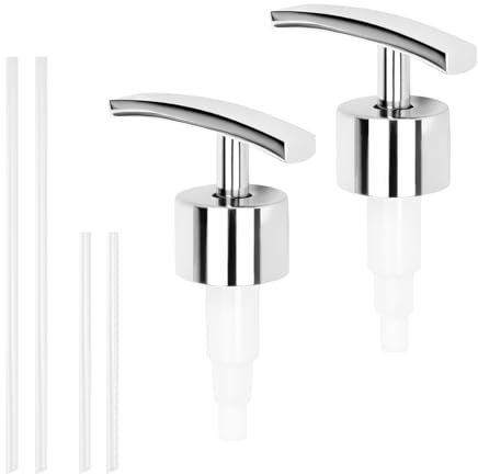 2 Stück Edelstahl Seifenspender Pumpkopf, Seifenspender Ersatzpumpe, Seifenpumpe Pumpspender für 27 mm Gewinde Flasche Seifenspender mit Rohr für küche Badezimmer Shampoo Duschgel
