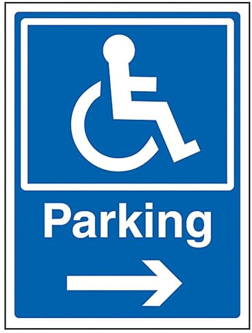 V Safety Panneau de sécurité en aluminium composite avec flèche de stationnement pour handicapés 200 x 300 mm 3 mm