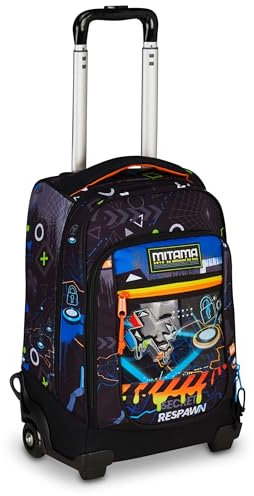 Mitama Trolley Scuola DR Junior CYBERPLAY, Nero, Con Mega Scomparto e Doppia Maniglia, Scuola Elementare e Media, Trolley Tempo Libero, Bambino e Ragazzo