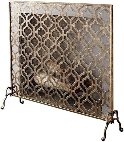 Decorative Fireplace Screens Fireproof Screen Single Panel Fireproof Screen Metal Decorative Mesh Fireproof Spark Cover Fireplace Screen Control Panel