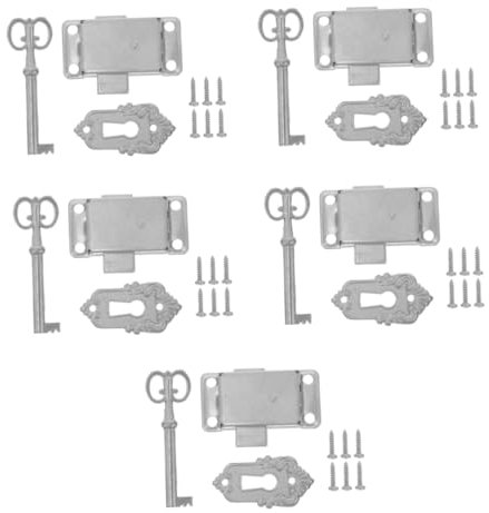 Tofficu 5 Set serratura antica lucchetto porta serratura cassettiera accessori scrivania ufficio serratura del cassetto in metallo serrature dei cassetti del comò Lega di zinco