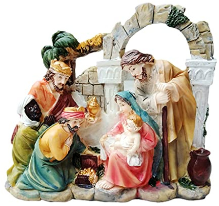 Krippenfiguren-Set – Handgefertigte Heilige Familienstatue aus Kunstharz, langlebige Weihnachtsdekoration für Zuhause und Kirche für christliche Feiertage