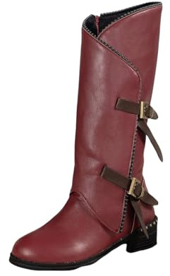 Stivali Alti Donna,Stivali da Pioggia,Moda Stivaletti Invernali con Tacco Alto Stivali Texani Bianchi Western Scarpe Stivaletti Texani con Risvolto Largo Polpaccio Stivaletto