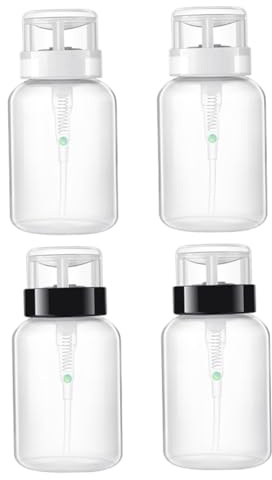 GALPADA 4pcs Nail Polish Remover Bottles Transparent Pump Dispenser Containers for Makeup Remover Toner Travel and Salon Use