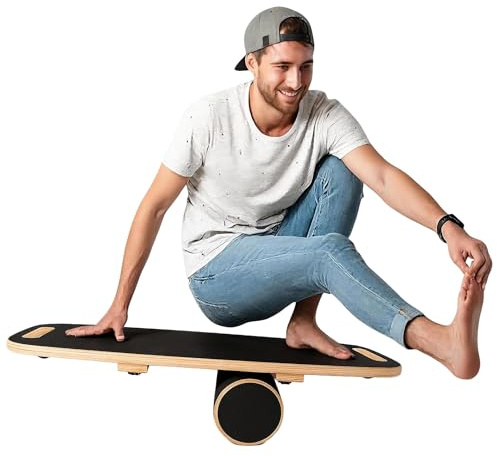 Balance Board für Erwachsene | Wackelbrett mit verstellbaren Stoppern - 3 verschiedene Distanzoptionen | Balance-Boards aus Holz zur Verbesserung des Gleichgewichts, Surf-Trainer & Physiotherapie