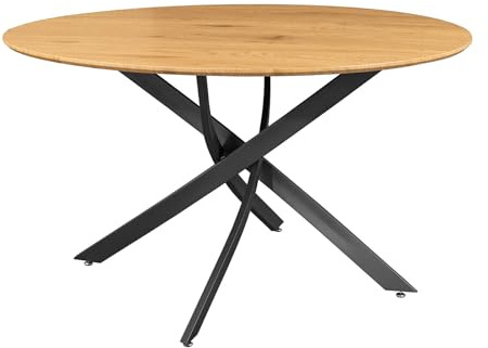 Riess Ambiente Runder Esstisch Helix - 120cm - Natur schwarz - Wildeiche Metallbeine Sterngestell