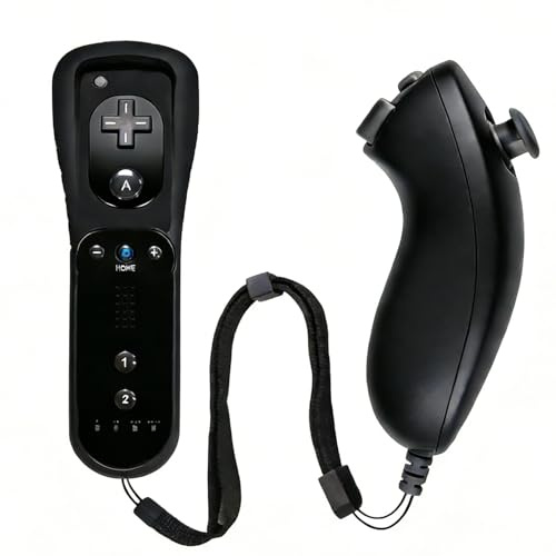 2 en 1 Motion Plus Mando y Nunchunk para Nintendo Wii/Wii u + Funda de Silicona - Blanco (A)