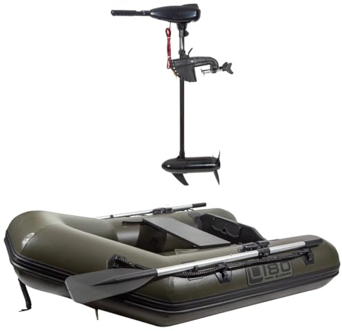 Ultimate Ensemble Bateau Pneumatique avec Plancher Gonflable Et 36lbs Moteur Électrique Ensemble Carpe